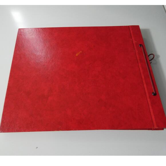 Vintage Photograph Scrapbook Red with Black Pages Rope Binded Gold Trim - Picture 2 of 5